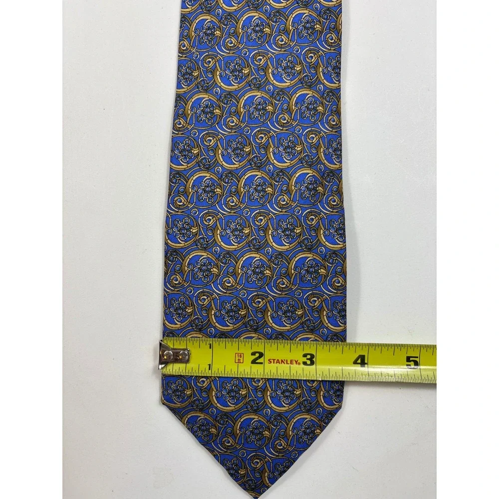 Metropolitan Museum of Art Silk Tie Blue Gold Art‎ Nouveau Scroll Floral